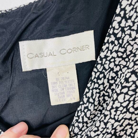 Vintage black white chiffon office abstract dots midi maxi dress 14 - Picture 6 of 7